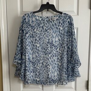 Kasper Women's Blue and White Abstract Blouse